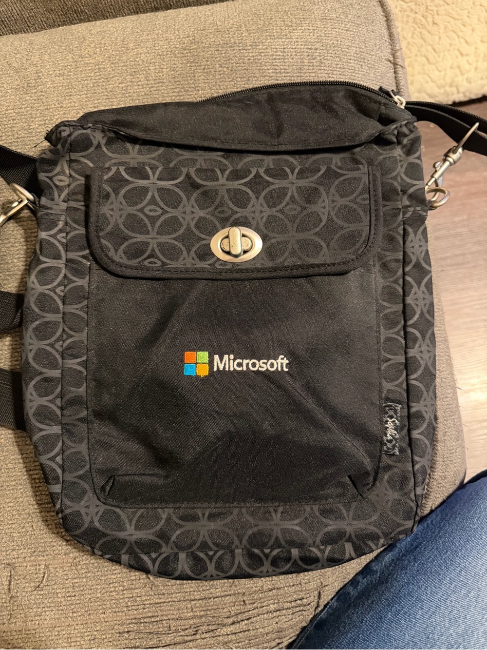 Microsoft Black Crossbody Pouch with Multicolor Logo